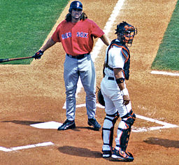 A clean-shaven Johnny Damon stared down an umpire in a 2005 spring training game. By Googie man on en.wikipedia (From en.wikipedia; description page is (was) here) [GFDL (www.gnu.org/copyleft/fdl.html) or CC-BY-SA-3.0 (http://creativecommons.org/licenses/by-sa/3.0/)], via Wikimedia Commons